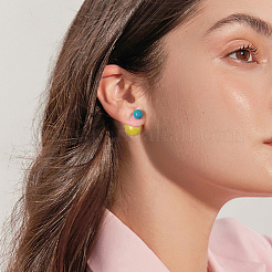 4 Pairs 4 Colors Plastic Round Stud Earrings&nbsp;EJEW-GO0003-33
