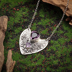Alloy Amethyst Rhinestone Heart Pendant Necklaces for Women&nbsp;FS-WG5DD6E-01