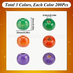 600Pcs 3 Colors Dyed Natural Wood Beads&nbsp;WOOD-SC0001-82A