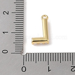 プラスチック模造パールのペンダント  真鍮パーツ  ゴールドカラー  文字l  14x7x3mm  穴：1.3~1.4mm&nbsp;KK-P230-17G-L