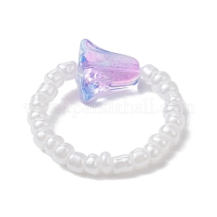 ガラスビーズストレッチリング  チューリップ  ミックスカラー  内径：18mm  20個/セット&nbsp;RJEW-JR00823