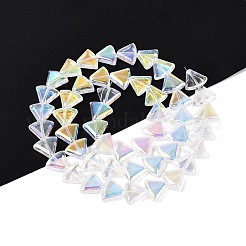 電気メッキ透明ガラスビーズ連売り  三角形  ABカラーメッキ  クリアAB  10~10.5x12~12.5x4~5mm  穴：0.9~1mm  約50個/連  19.88~20.08インチ（50.5~51cm）&nbsp;EGLA-N057-12A-01