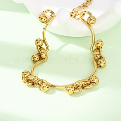 304 Stainless Steel Curved Bar Link Chain Bracelets for Women&nbsp;BJEW-F536-15G