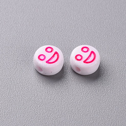 白い不透明なアクリルビーズ  表現がフラットなラウンド  ミックスカラー  7x4mm  穴：1.6mm  約3650個/500g&nbsp;MACR-N008-42-A
