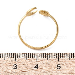 304ステンレススチール指輪  女性用オープンカフリング  ゴールドカラー  月と太陽  usサイズ7 1/2(17.7mm)  1.5~7mm&nbsp;AJEW-Z009-02B-G