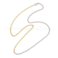 3MM Two Tone 304 Stainless Steel Rolo Chain Necklaces&nbsp;NJEW-JN05623