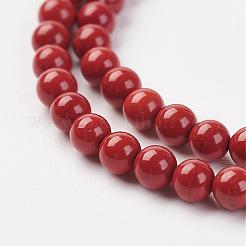 天然レッドジャスパービーズ連  ラウンド  3mm  穴：0.8mm  約127個/連  15.7インチ（40cm）&nbsp;G-G680-47