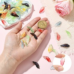 100個透明ガラスペンダント  葉  ミックスカラー  26x9x4mm  穴：1mm&nbsp;GLAA-CJ0002-63