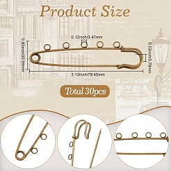 30Pcs Iron Brooch Findings &nbsp;FIND-SC0020-46AB