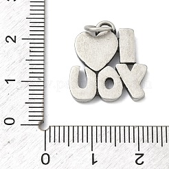 バレンタインデー 304 ステンレススチールペンダント  愛してるという言葉の魅力  アンティークシルバー  18.5x17x2mm  丸カン：6x1ミリ  内径：4mm&nbsp;STAS-C171-01C-AS