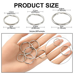 60 個 3 スタイル鉄スプリットキーホルダー  キーホルダーのパーツ  プラチナ  20~30x2~3mm  内径：17~26mm  20個/スタイル&nbsp;IFIN-YW0003-34