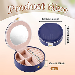 Round PU Leather & Plastic Jewelry Set Storage Box&nbsp;CON-TAC0014-06C