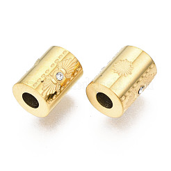316サージカルステンレスビーズ  クリスタルラインストーン付き  コラム  14KGP本金メッキ  8x6mm  穴：1.8mm&nbsp;X-STAS-N097-072LG