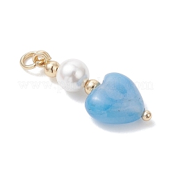 Natural Mashan Jade & Red Jasper & Sodalite & Rose Quartz & Howlite & Green Aventurine Pendants with Round Shell Pearl&nbsp;PALLOY-JF04996