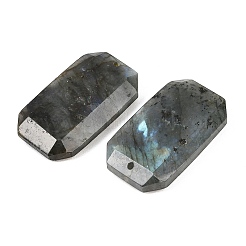 天然石ラブラドライトペンダント  ファセット長方形チャーム  34~35.5x19~20.5x7~8mm  穴：1.6mm&nbsp;G-H325-03I