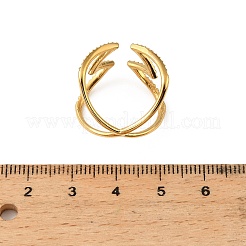 女性用304ステンレススチールラインストーンカフリング  M字型  ゴールドカラー  usサイズ6（16.5mm）&nbsp;RJEW-L134-001G-05