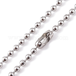 変色しない304ステンレススチールボールチェーンネックレス（女性用）  ステンレス鋼色  16.06インチ（40.8cm）  ビーズ：2mm&nbsp;NJEW-G135-01E-P