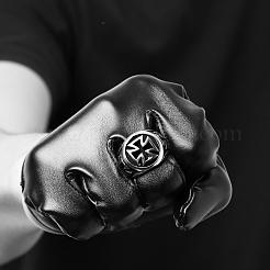 男性用クロス 316l サージカルステンレス 印章リング  広帯域指輪  アンティークシルバー  usサイズ9（18.9mm）&nbsp;RJEW-BB01131-9