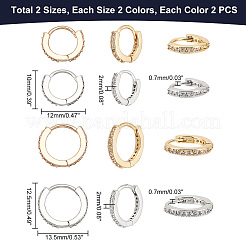 8Pcs 4 Style 316 Surgical Stainless Steel Hoop Earrings with Clear Glass for Women&nbsp;EJEW-GA0005-05