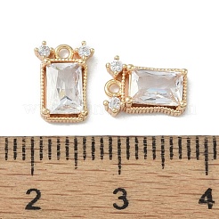 真鍮製マイクロパヴェキュービックジルコニアペンダント  ガラスと  長方形  18KGP本金メッキ  9.5x7x2mm  穴：1mm&nbsp;KK-H482-07G