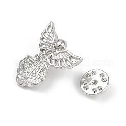 バックパックの服に使える天使合金のラペルピンバック  鉛フリー＆カドミウムフリー  プラチナ  26x24mm&nbsp;JEWB-F039-05