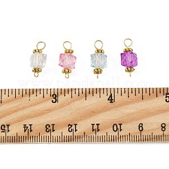 100Pcs Clear Acrylic Faceted Cube Connector Charms&nbsp;PALLOY-FS00042-01