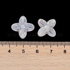 つや消し透明なアクリルビーズ  花  シルバーライン入り  ABカラーメッキ  ホワイト  16.5x17x5.5mm  穴：1.8mm  約833個/500g&nbsp;OACR-P029-09B-05