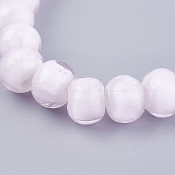 ランプワークビーズ  ロンデル  ピンク  8~8.5x6.5~7mm  穴：3mm&nbsp;LAMP-F012-D09