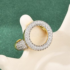 Brass Micro Pave Clear Cubic Zirconia Cuff Open Rings&nbsp;RJEW-T028-02B-G