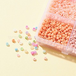 180g 15 スタイル 8/0 ベーキングペイント & セイロンラウンドガラスシードビーズ  ミックスカラー  3~3.5x2mm  穴：1~1.2mm  約12g /スタイル&nbsp;SEED-FS0001-04