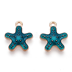 合金エナメルチャーム  ライトゴールド  ヒトデ/海星  スチールブルー  16x14x3mm  穴：1.5mm&nbsp;ENAM-CJC0014-02A