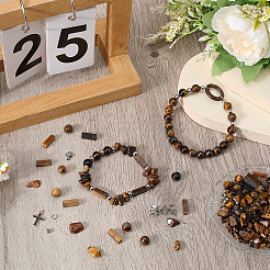 DIY Natural Tiger Eye Beads Stretch Bracelets Making Kits&nbsp;DIY-SP0003-18