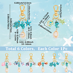 6Pcs Synthetic Turquoise Starfish Turtle Pendant Decorations&nbsp;HJEW-BM00032
