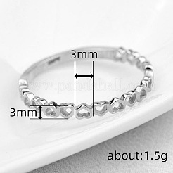 女性用中空ハート真鍮指輪  プラチナ  3mm  usサイズ9（18.9mm）&nbsp;FS-WG4469E-09