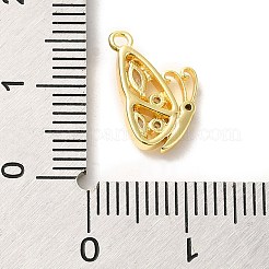 真鍮製マイクロパヴェキュービックジルコニアペンダント  蝶のチャーム  ゴールドカラー  10x13.5x3mm  穴：1.2mm&nbsp;ZIRC-P113-02G