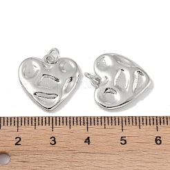 真鍮チャーム  カドミウムフリー＆鉛フリー  ハート  プラチナ  17.5x18x2.5mm&nbsp;KK-H477-05P