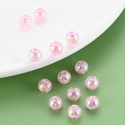 クリアクラックアクリルビーズ  ABカラーメッキ  ラウンド  ピンク  8x7mm  穴：1.8mm  約1745個/500g&nbsp;MACR-S373-66-L04