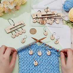 Oval Wooden Pendant Locking Stitch Markers and Frame&nbsp;HJEW-FG00009