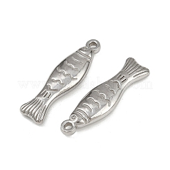 海をテーマにした304ステンレススチールペンダント  変色防止  魚  33.5x9.5x5mm  穴：1.8mm&nbsp;STAS-F317-01L-P