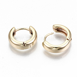 真鍮huggieフープピアス  リング  ニッケルフリー  18KGP本金メッキ  16x5mm  ピン：0.7mm&nbsp;KK-T062-46G-NF