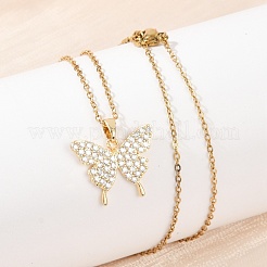 女性用真鍮マイクロパヴェクリアキュービックジルコニアペンダントネックレス  イオンプレーティング（IP）304ステンレススチールアズキチェーンネックレス  ラックめっき  18KGP本金メッキ  15.75インチ（40cm）&nbsp;NJEW-C076-19G