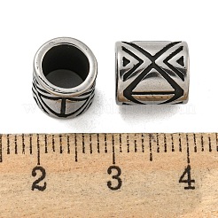 コラム 304 ステンレススチール ヨーロピアンビーズ  大穴ビーズ  アンティークシルバー  三角形  10x8.5mm  穴：6mm&nbsp;STAS-E214-10AS-02