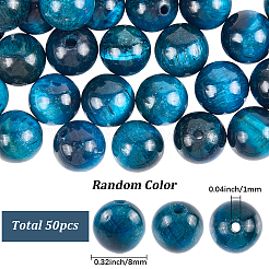 天然ブルータイガーアイビーズ50個  染め＆加熱  ラウンド  8mm  穴：1mm&nbsp;G-SP0001-36