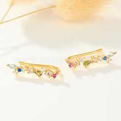 925 Sterling Silver Micro Pave Clear Cubic Zirconia Rainbow Climber Earrings&nbsp;GI0363-1