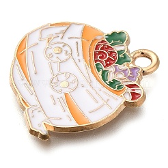 クリスマステーマ合金エナメルペンダント  ゴールドカラー  カボチャ  20.5x20x1mm  穴：1.8mm&nbsp;ENAM-Q508-02D