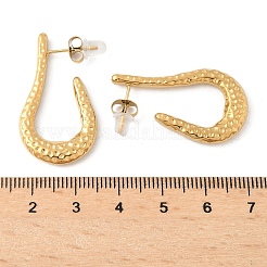 女性用304ステンレススチールスタッドピアス  U字型  ゴールドカラー  33x18mm&nbsp;EJEW-K302-08G