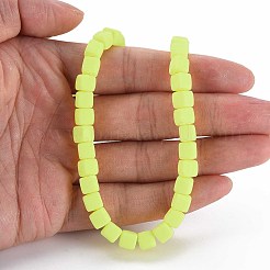 手作り樹脂粘土ビーズ連売り  キューブ  シャンパンイエロー  6x6x6mm  穴：1.2mm  約62個/連  14.84インチ〜15.75インチ（37.7cm〜40cm）&nbsp;X-CLAY-T020-09H