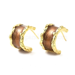 Brass Enamel Stud Earrings&nbsp;EJEW-B120-01G-04