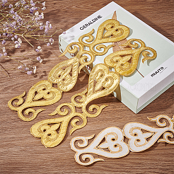 Polyester Heart Floral Embroidery Lace Trim&nbsp;OCOR-WH0079-90