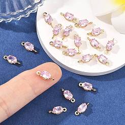 SHEGRACE Brass Pave Cubic Zirconia Oval Connector Charms&nbsp;XGRQ2O174-437B-G